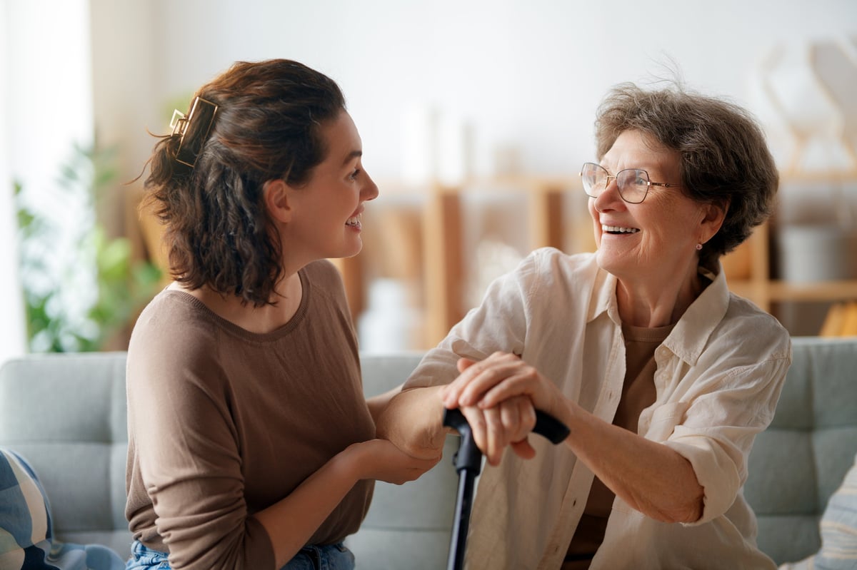 A caregiver and patient spending time together